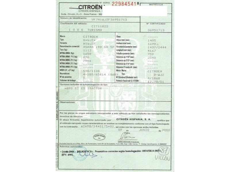 citroen xsara del año 2000