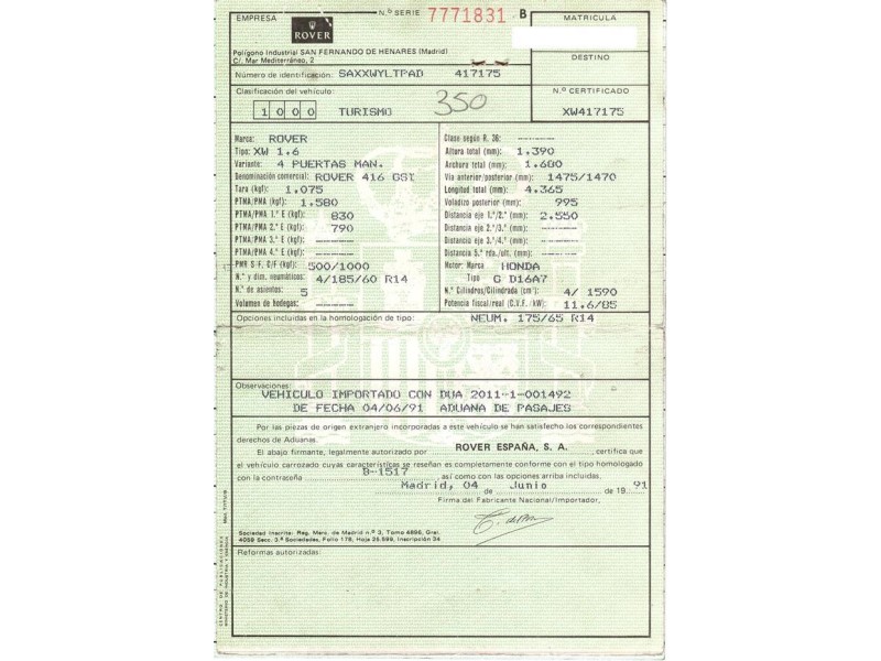 rover  416 del año 1991