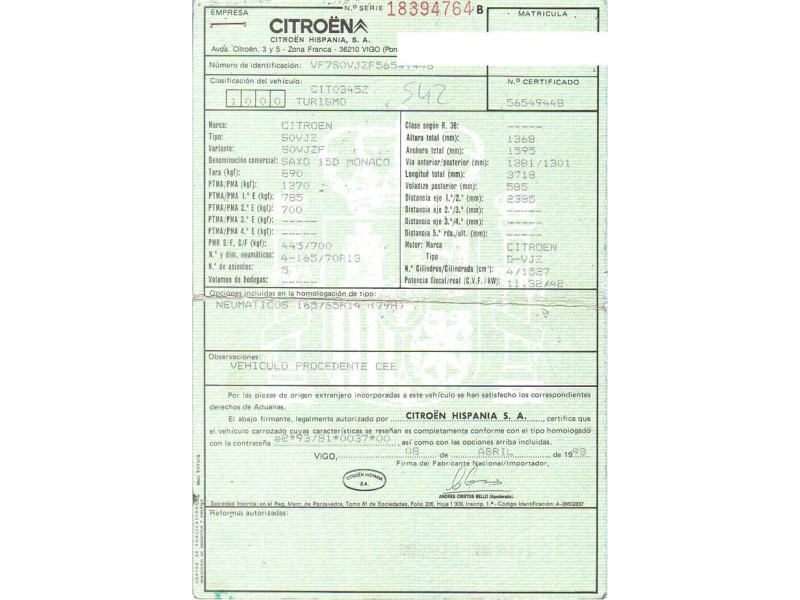 citroen saxo del año 1998