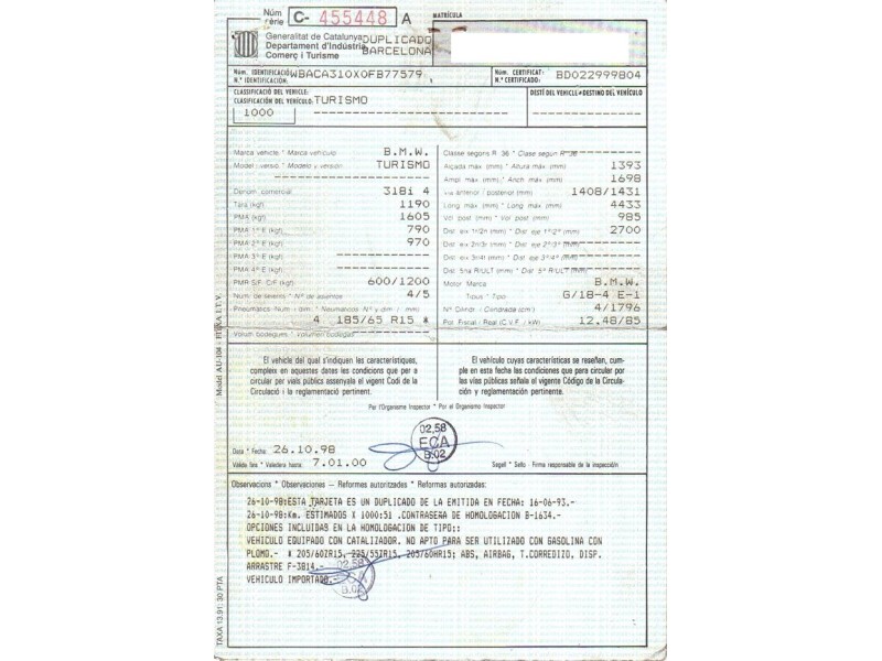 bmw  318 del año 1993