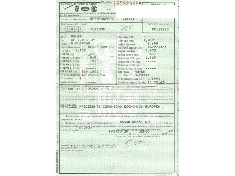 rover  220 del año 1997