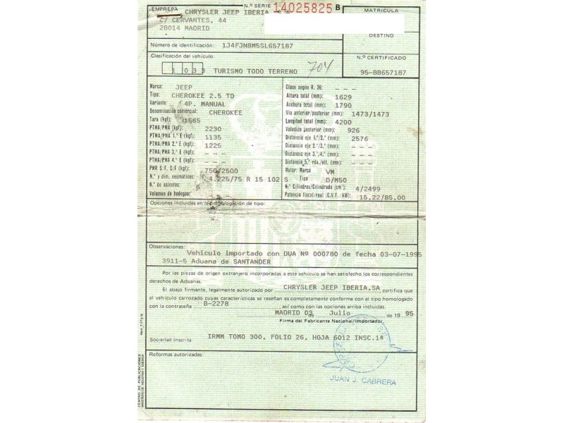 jeep cherokee del año 1995