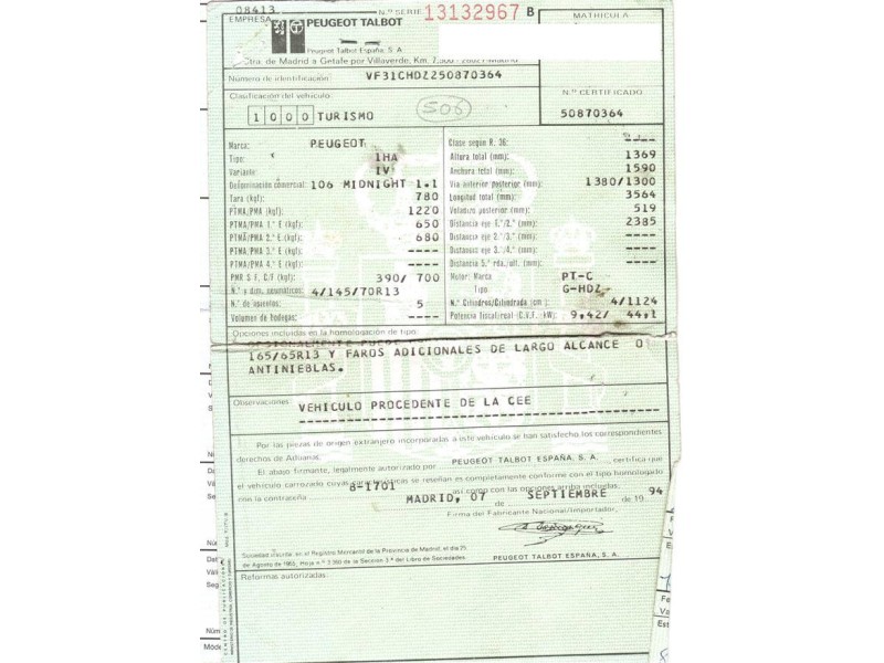 peugeot 106 del año 1994