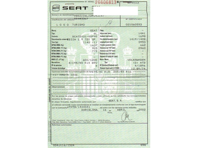 seat ibiza del año 2002