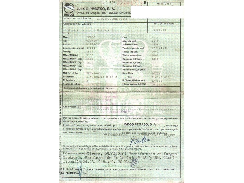 iveco daily del año 2001