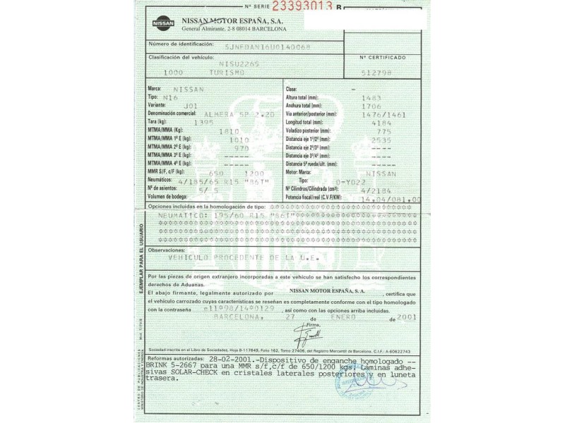 nissan almera del año 2001