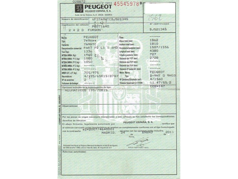 peugeot partner del año 2011