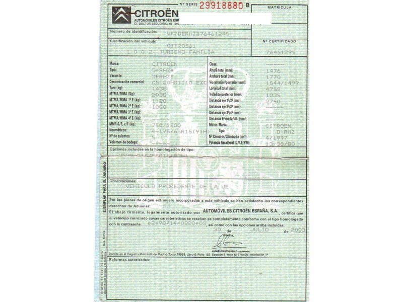 citroen c5 del año 2003