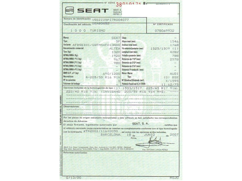 seat altea del año 2007