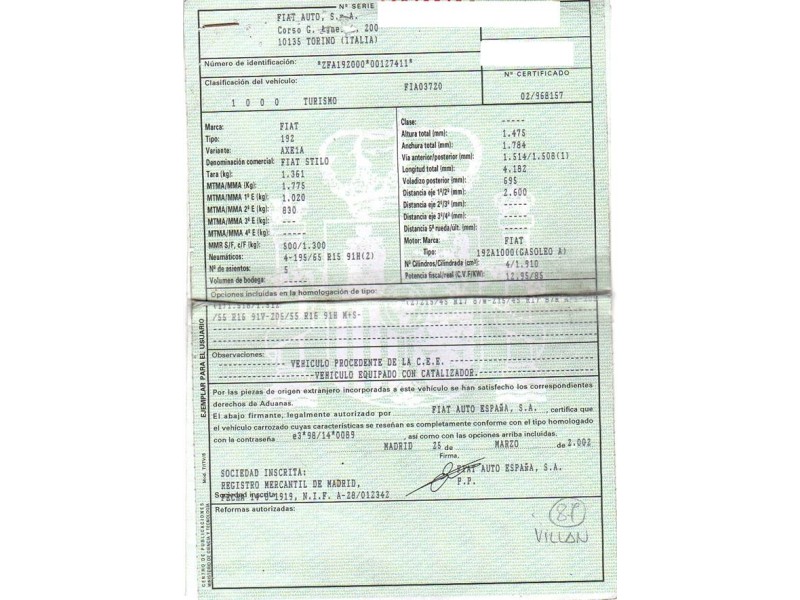fiat stilo del año 2002