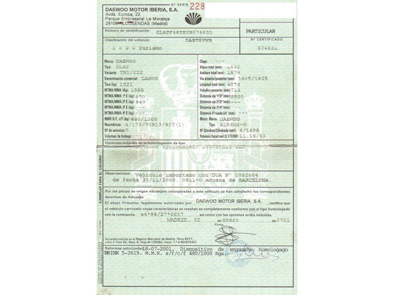 daewoo lanos del año 2001