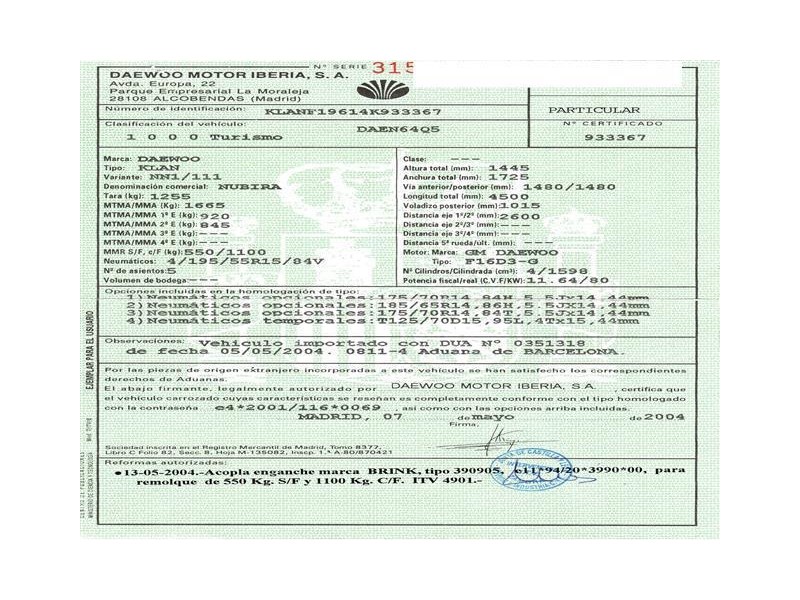 daewoo nubira del año 2004