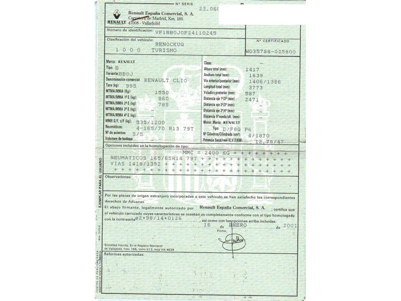 renault clio del año 2001