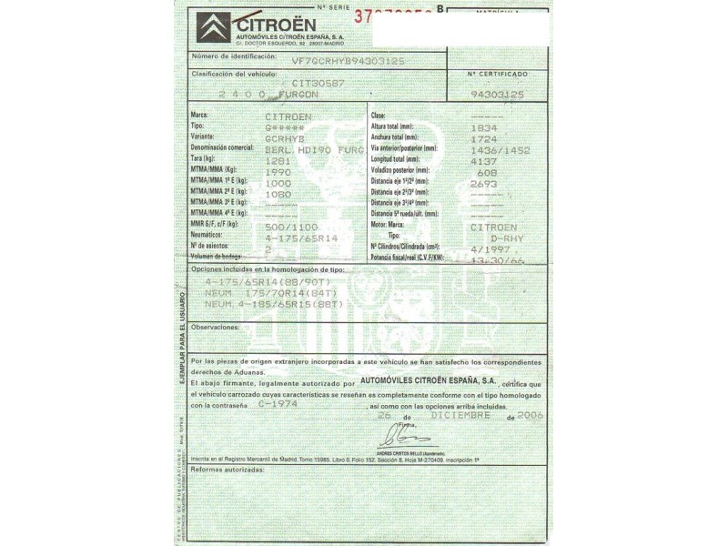 citroen berlingo del año 2007