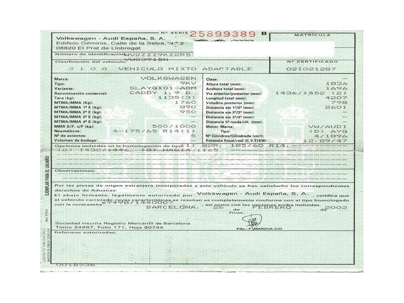 volkswagen caddy del año 2002