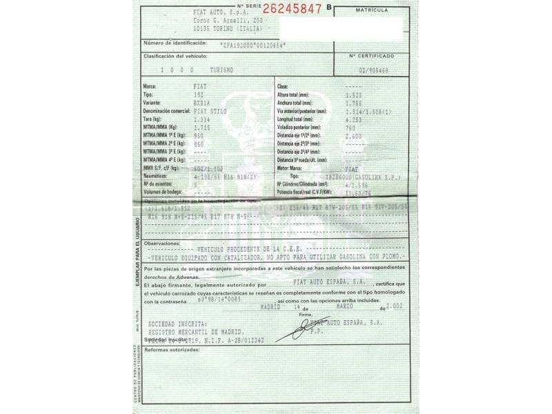 fiat stilo del año 2002