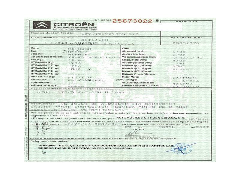 citroen xsara del año 2002