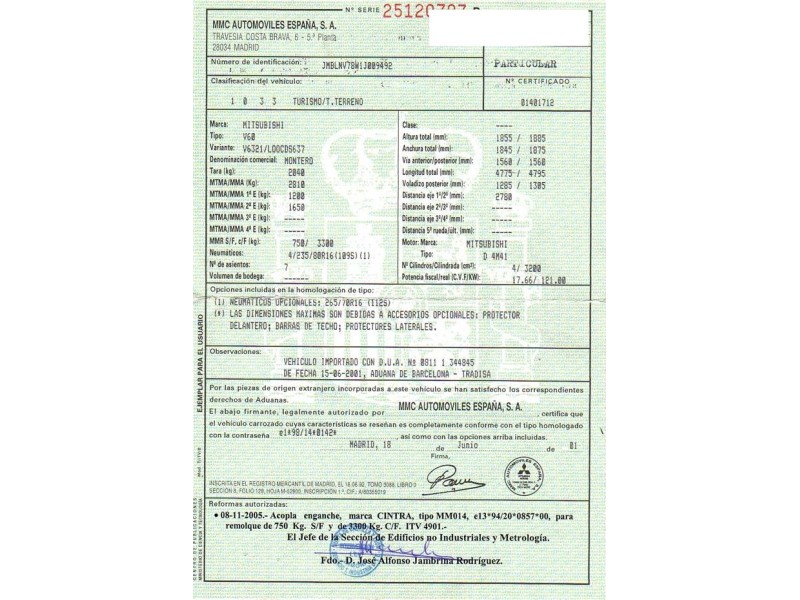 mitsubishi montero del año 2001