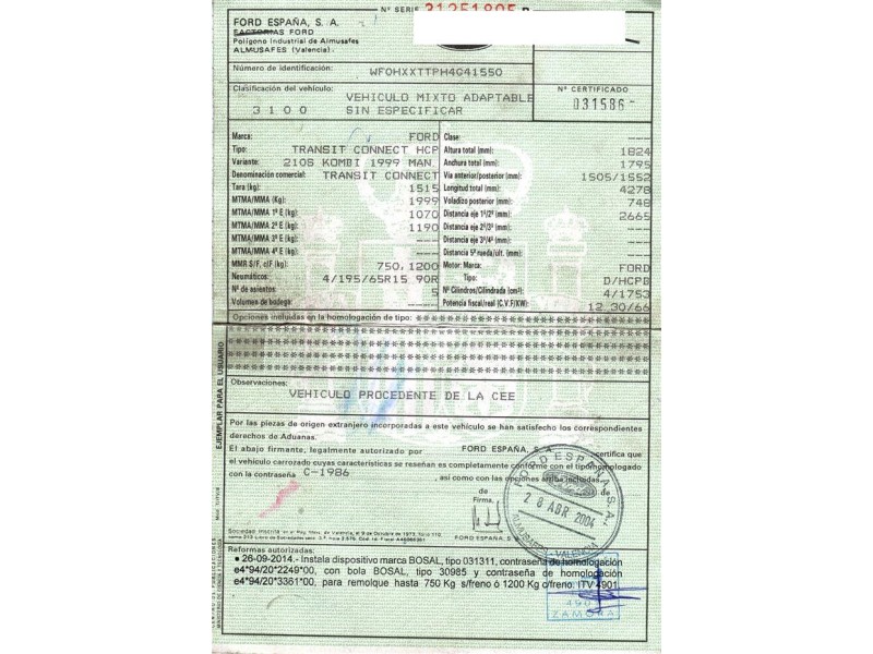 ford transit del año 2004