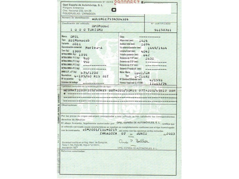 opel meriva del año 2003