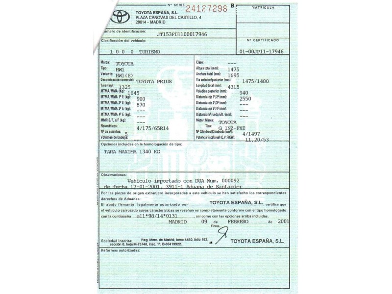 toyota prius del año 2003