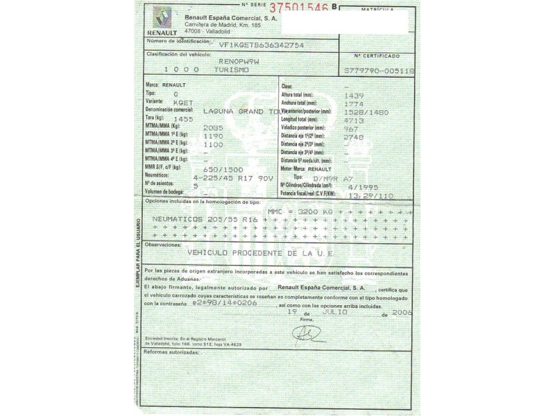 renault laguna del año 2006
