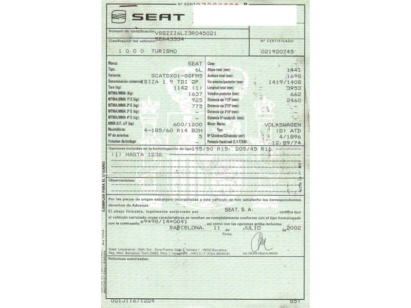 seat ibiza del año 2002