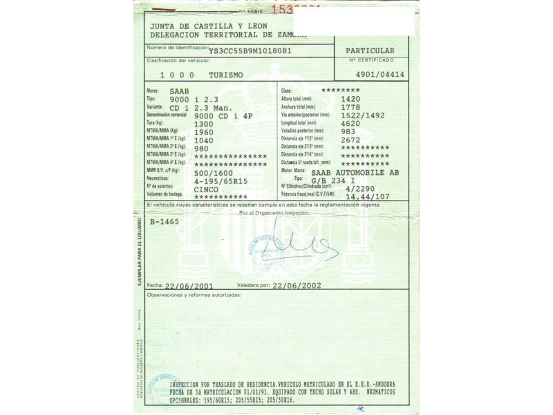 saab 9000 del año 1991