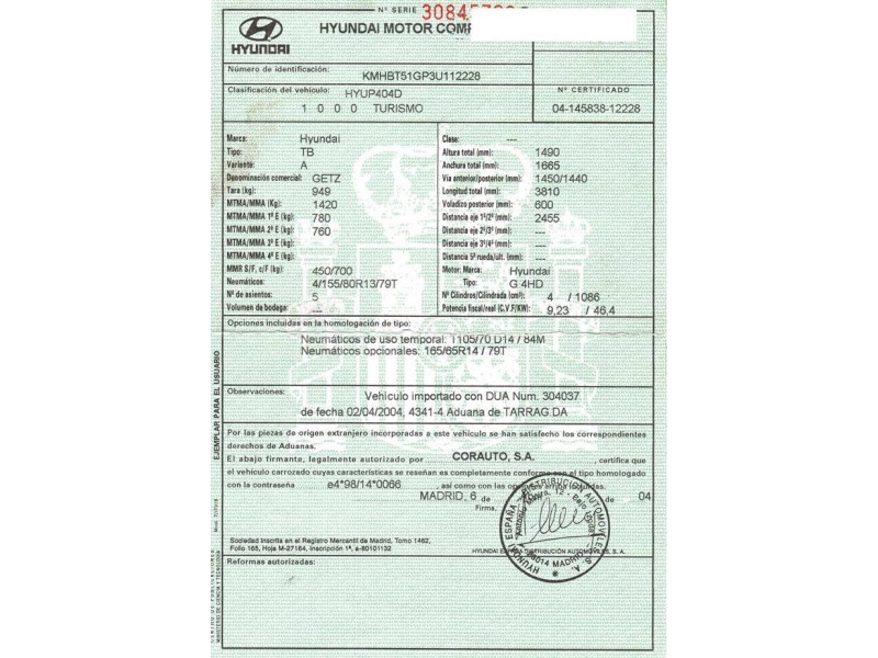 hyundai getz del año 2004