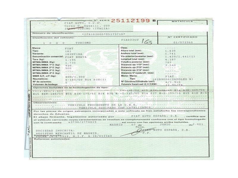 fiat brava del año 2001