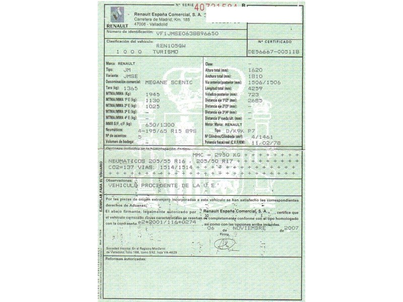 renault scenic del año 2007