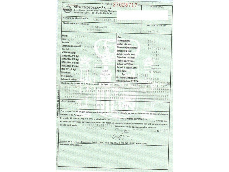 nissan micra del año 2003