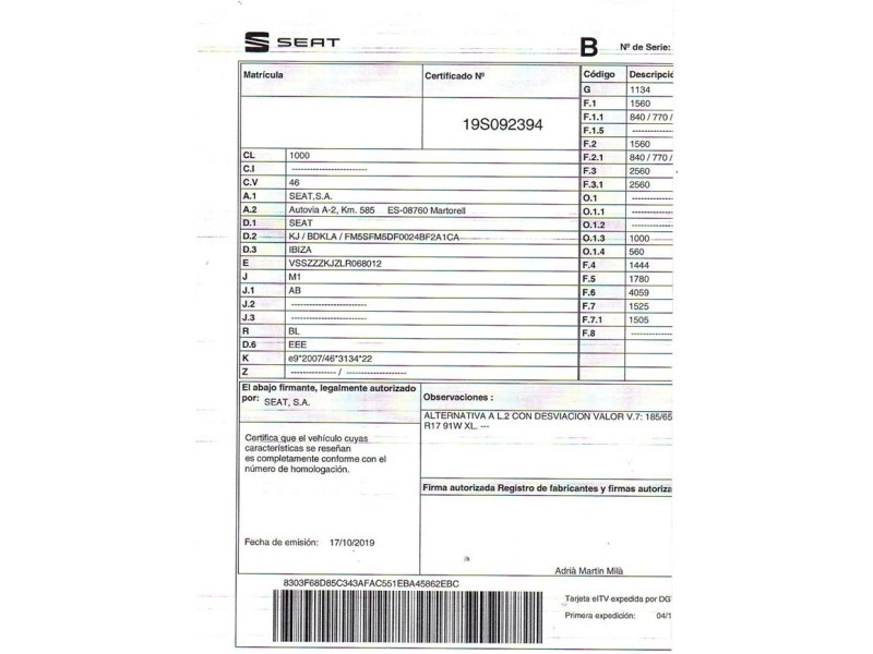 seat ibiza del año 2019