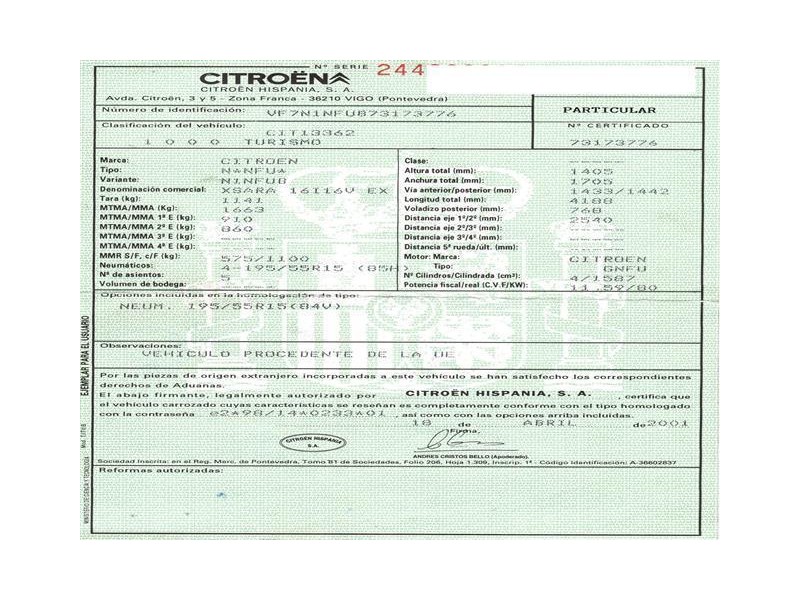 citroen xsara del año 2001