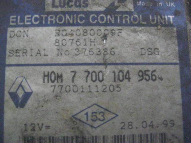 CENTRALITA RENAULT CLIO II (BB_, CB_) 7700104956 / R0408000 7700104956R0408000 - Vista 3
