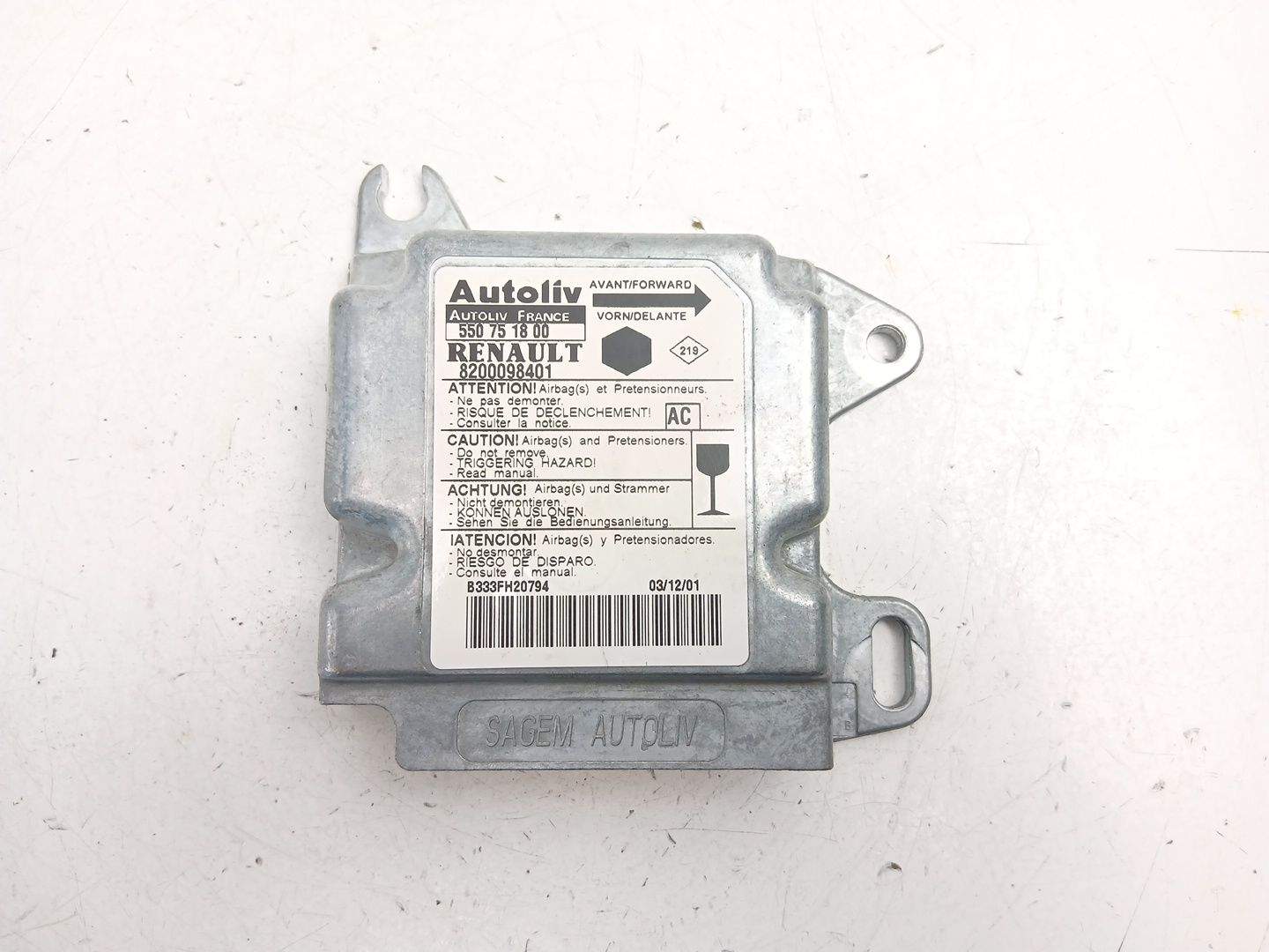 CENTRALITA AIRBAG RENAULT KANGOO (KC0/1_) 8200098401 / 550751800 8200098401550751800 - Vista 2