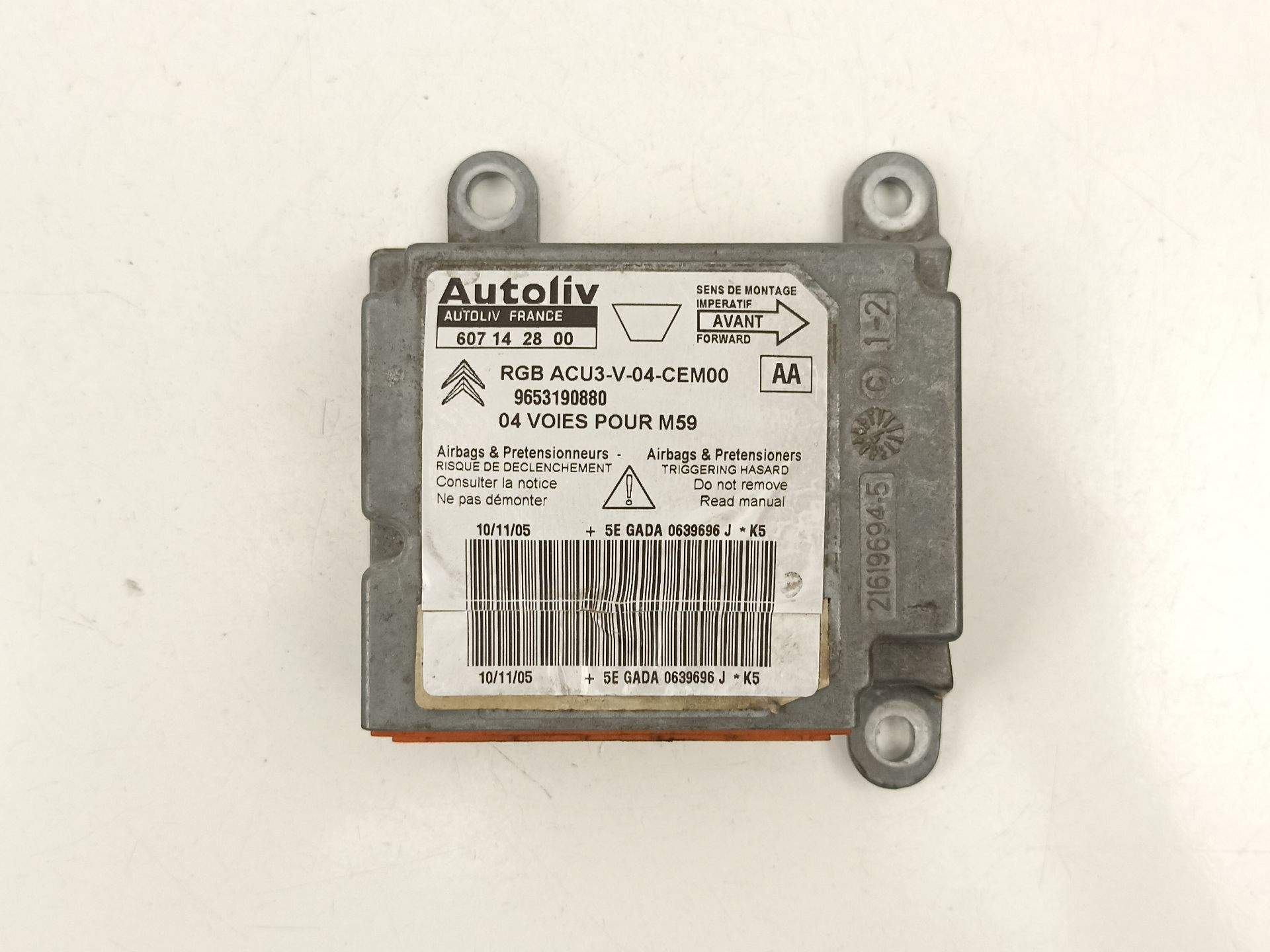 CENTRALITA AIRBAG PEUGEOT PARTNER Furgón/monospace (5_, G_) 9653190880 / 607142800 9653190880607142800 - Vista 2